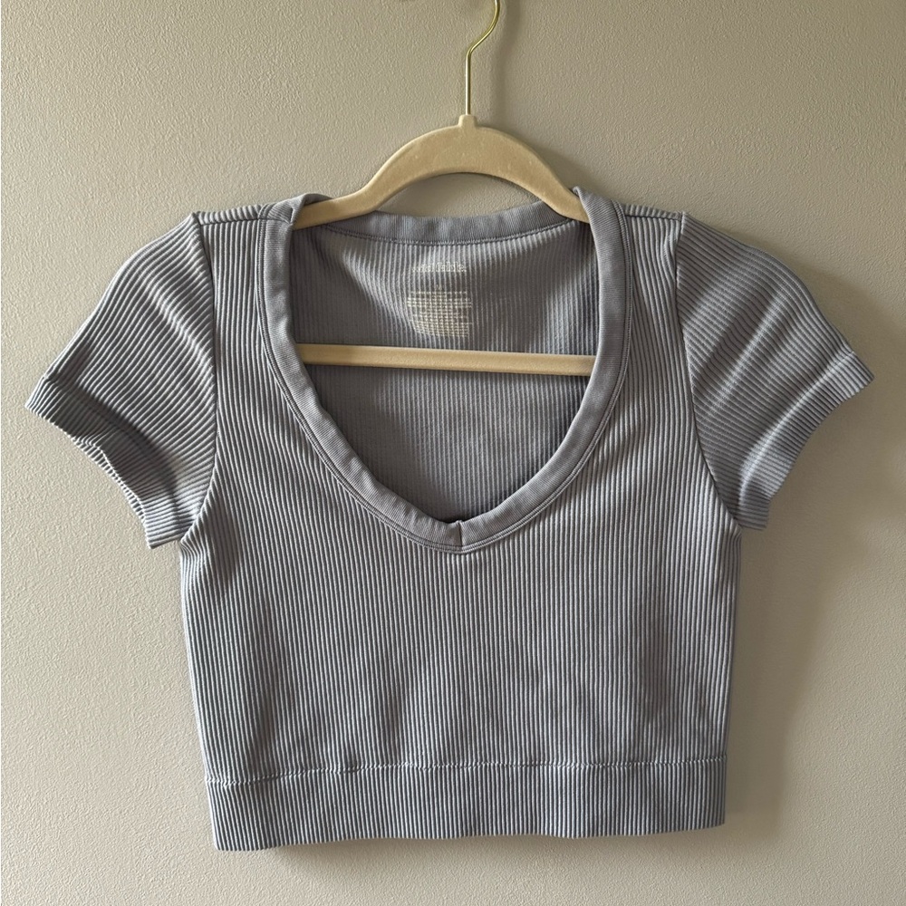 Wild Fable Gray Blue Ribbed Women's Top